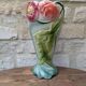 Antique large slipware vase decorated with anemones, Saint Clément, H30cm.