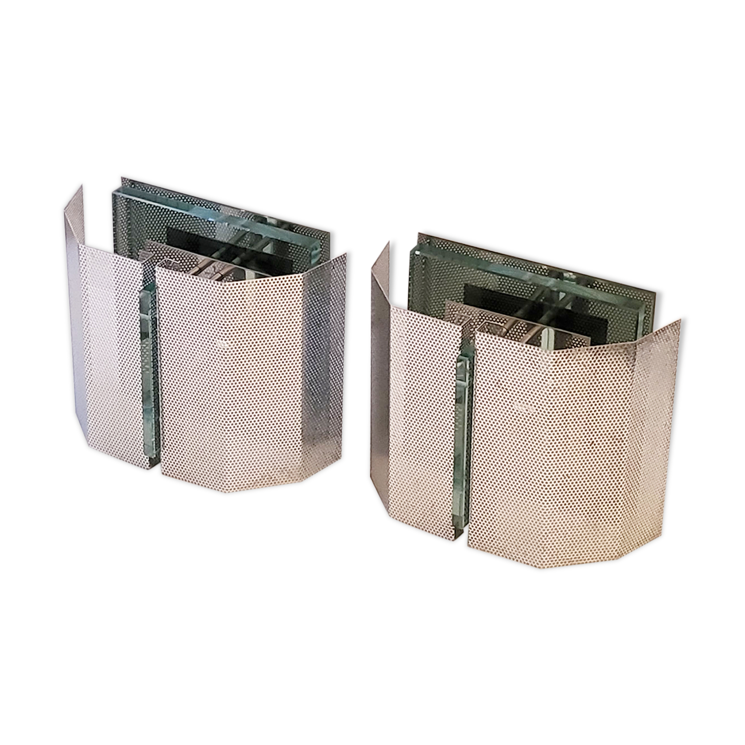 Pair of spectral vintage 1980 wall lamps