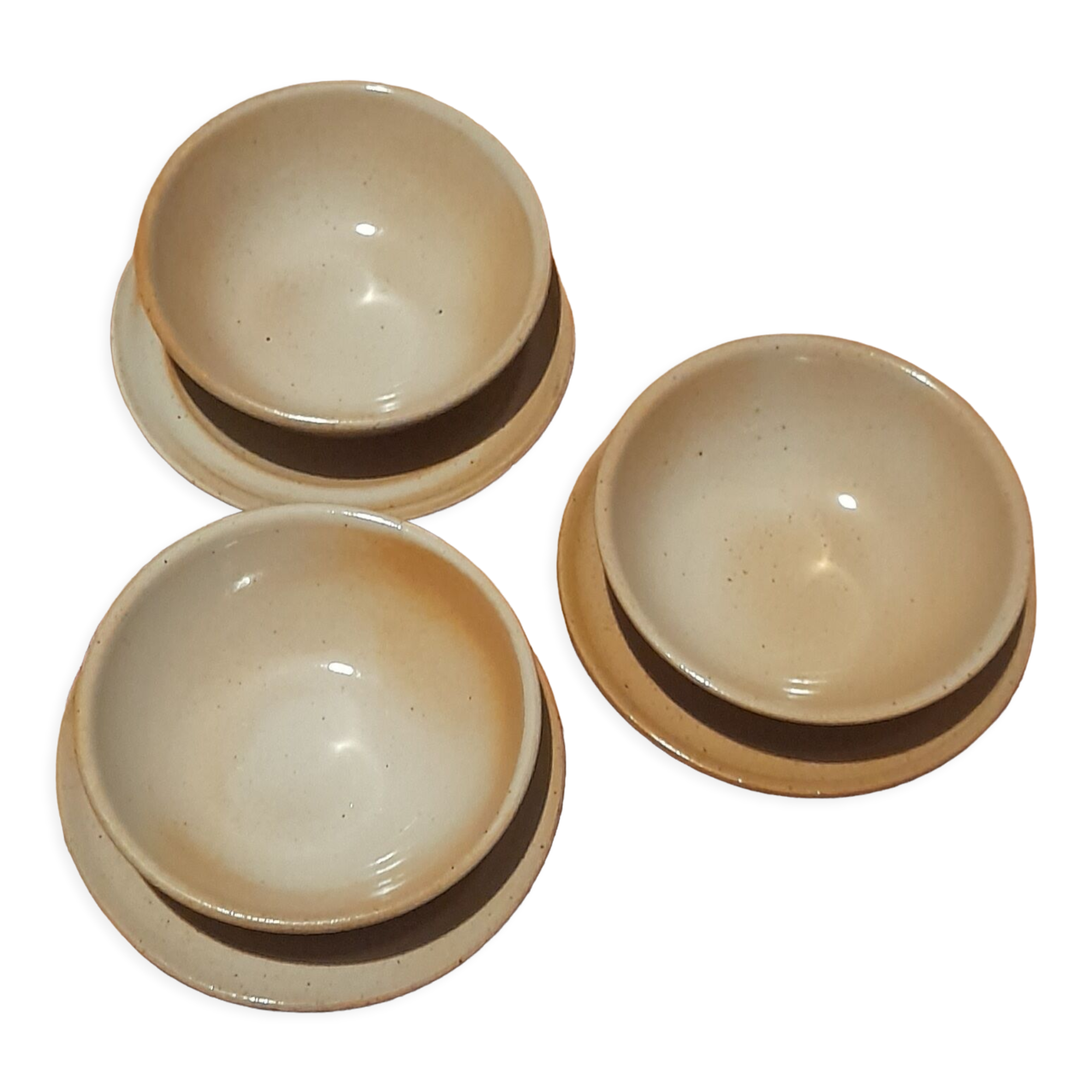 Trio de bols et soucoupes grès du Marais, 1970