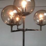 Chrome and glass floor lamp in mid-century German space style by Hustadt Leuchten, 1960s.