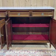 Louis xvi style sideboard from the 1950s in mahogany, oak and white marble top