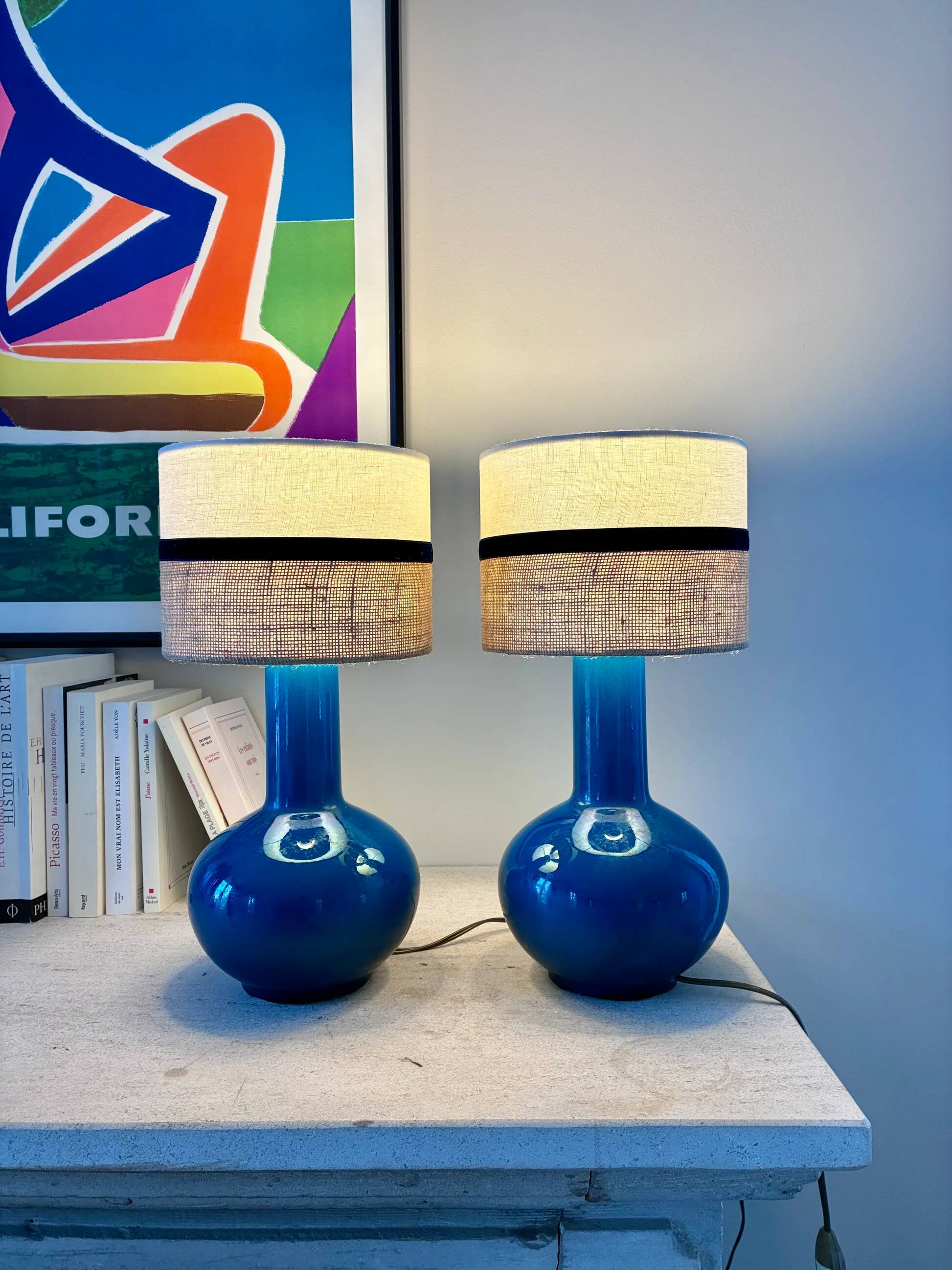 Pair of "Boule" lamps in porcelain - 1970.
