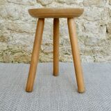 Tripod stool in light wood, 60s