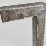 Pair of vintage steel fleur-de-lys andirons