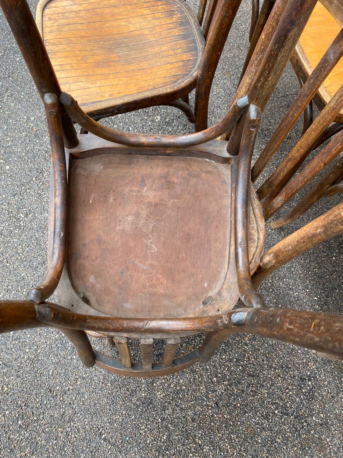Set of 7 bistro chairs 1930