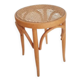 Thonet-style stool with caned seat