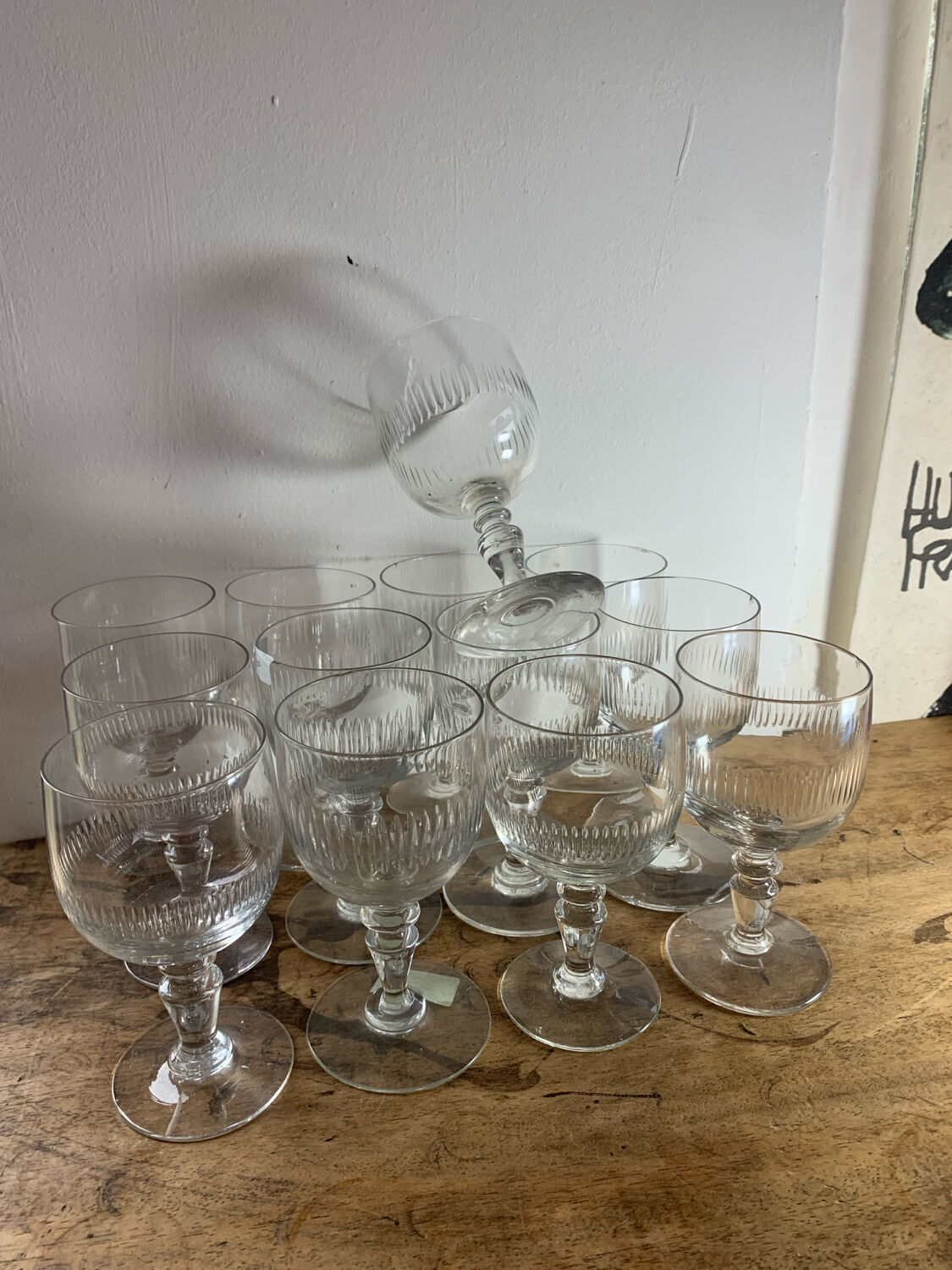 Set of 12 Baccarat Renaissance glasses from the 19th century.