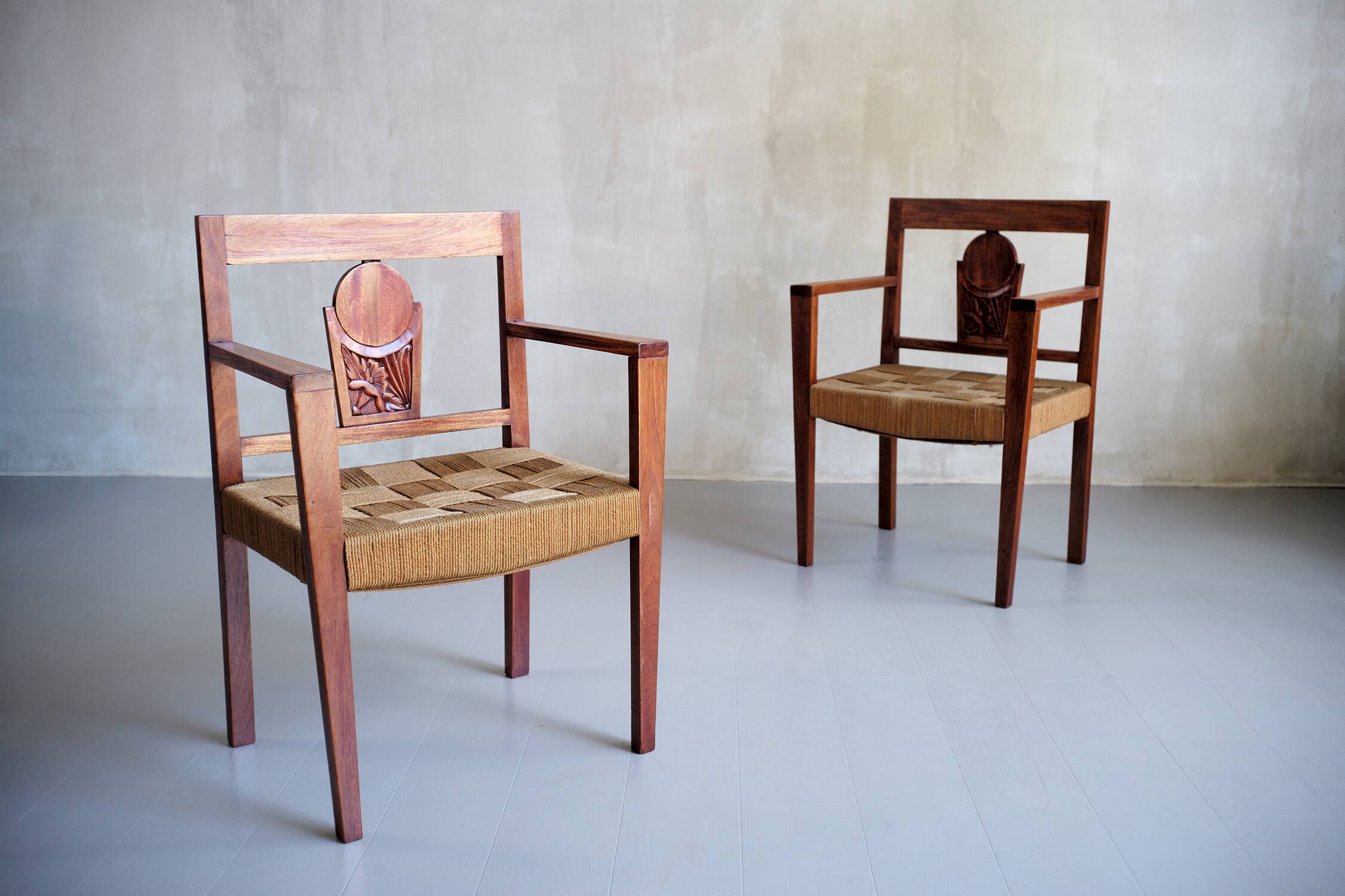 Pair of colonial armchairs, 1950