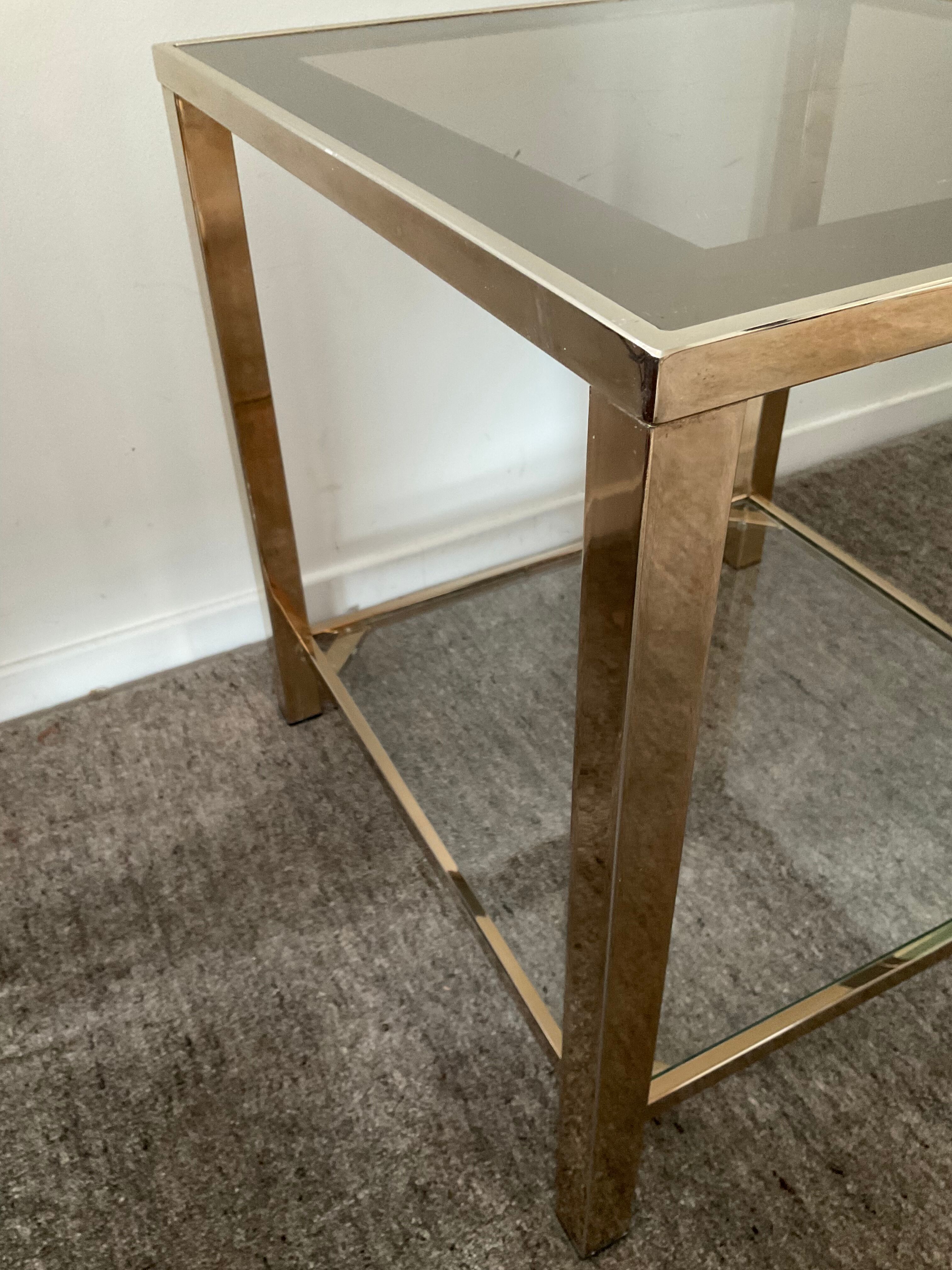 Belgo Chrom coffee table from the 70s in gold-plated brass