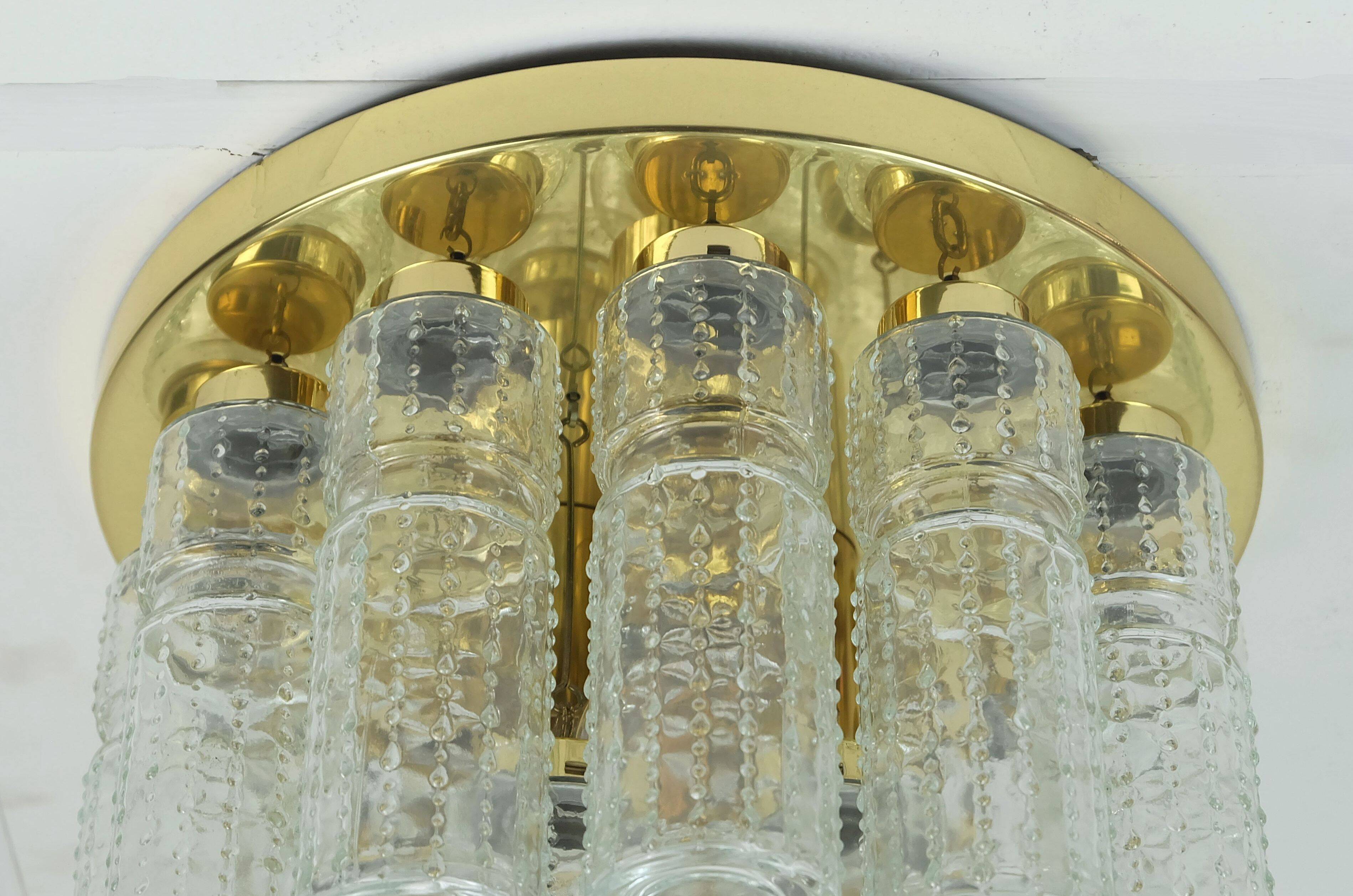 limburg mid century CEILING LIGHT ceiling fixture with 18 glass tubes