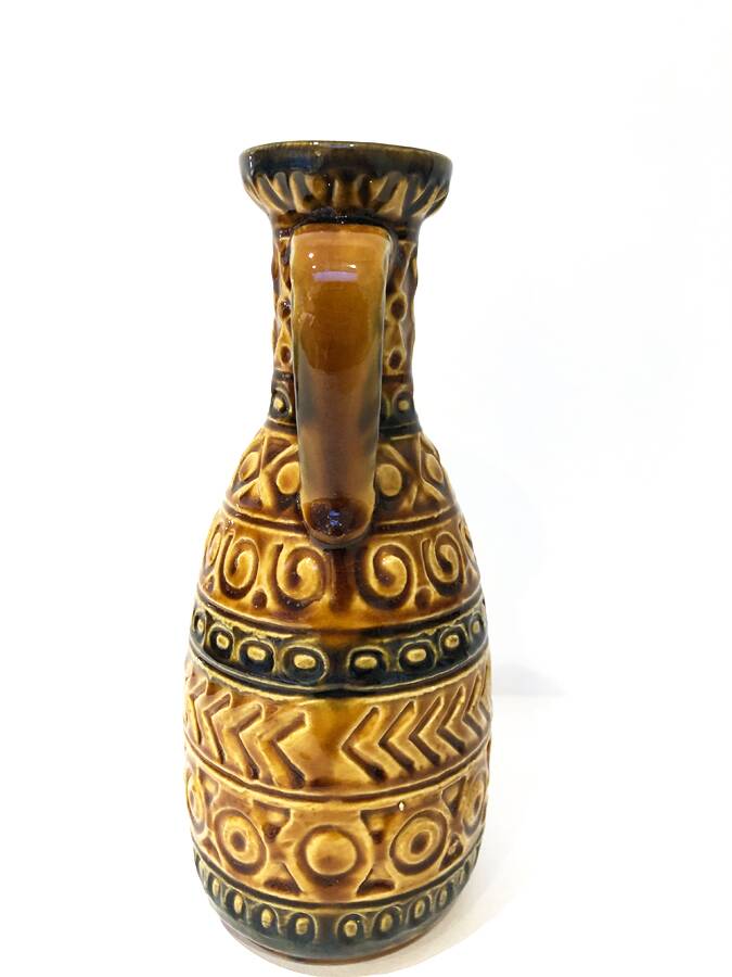 Vase en céramique West Germany ocre et brun – années 70