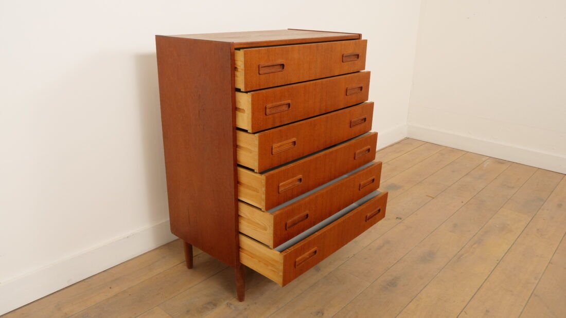 Commode danoise en teck, 6 tiroirs