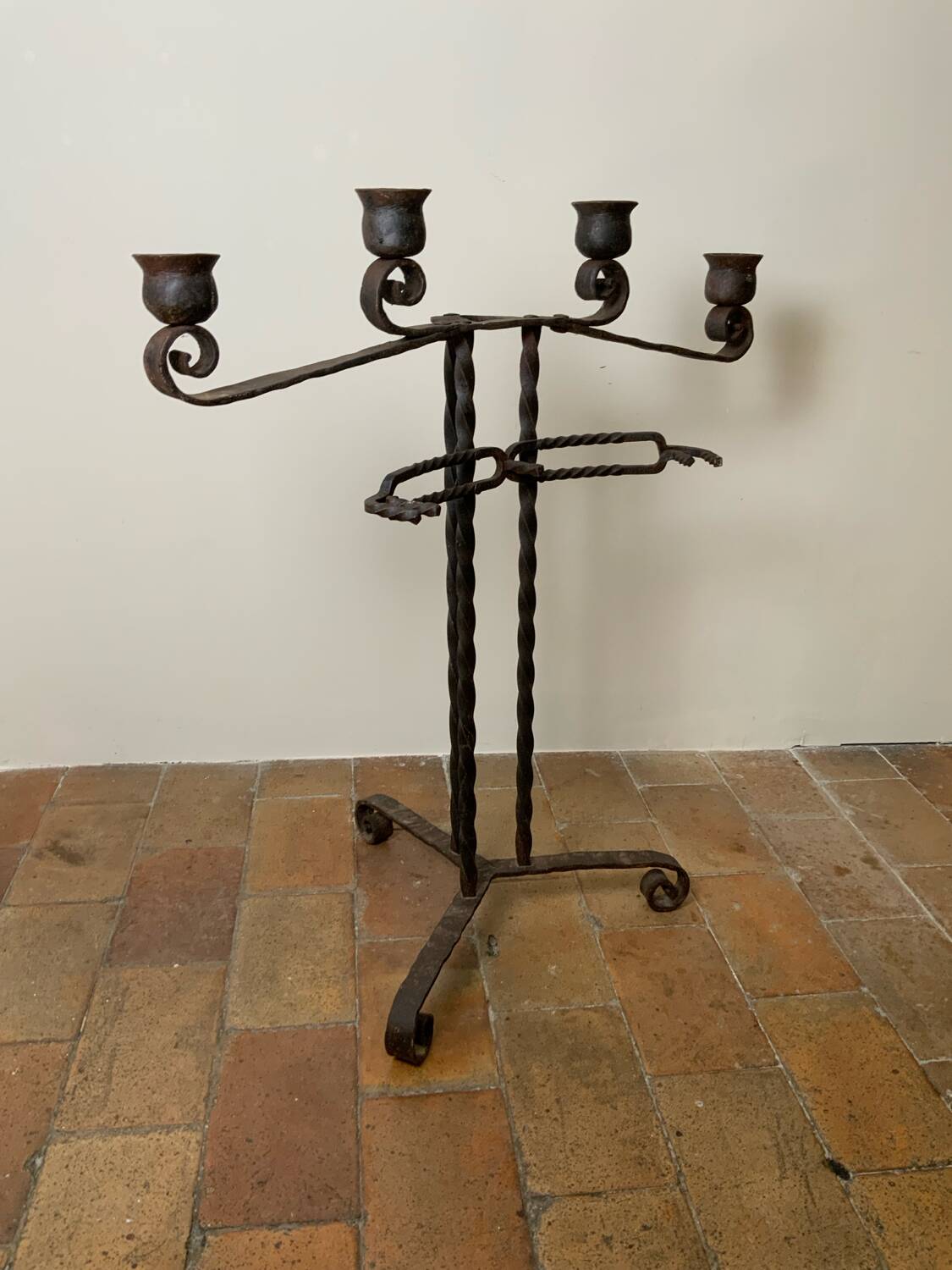 Large Brutalist Wrought Iron Candlestick