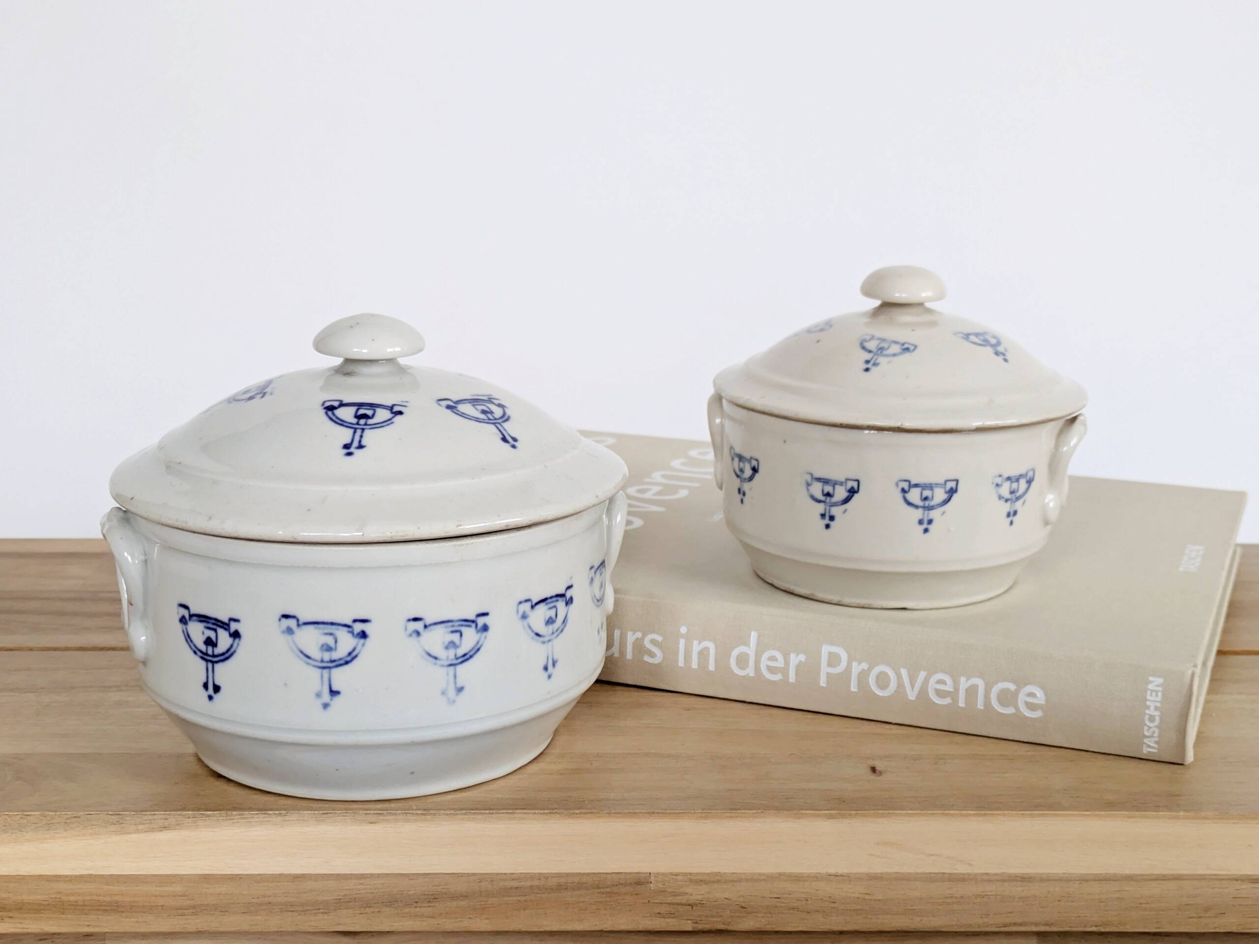 Set of 2 vintage ceramic terrines from Saint-Uze, Art Deco.