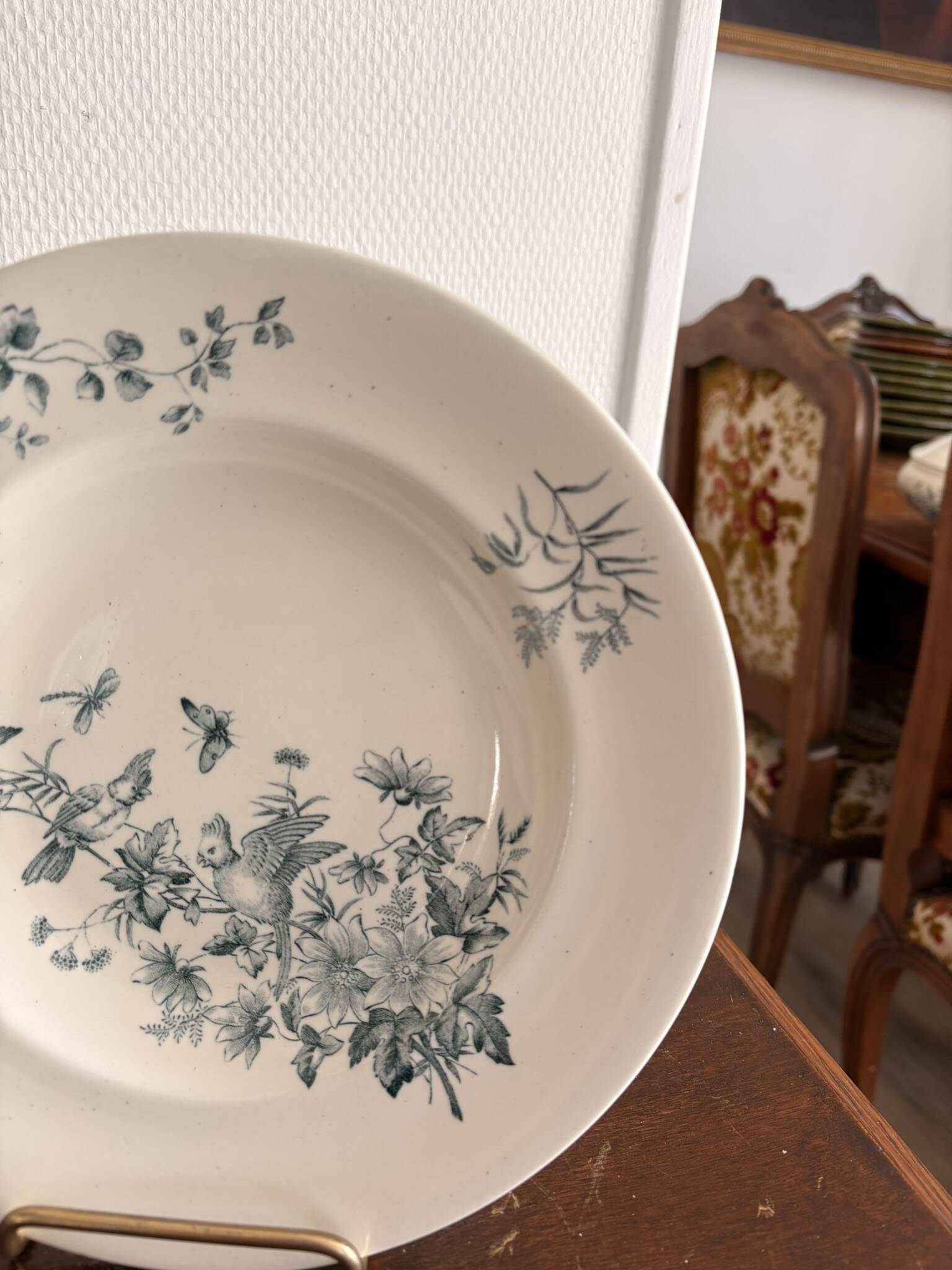 Lot 6 Plate Plates Faience Longwy Model Mignon