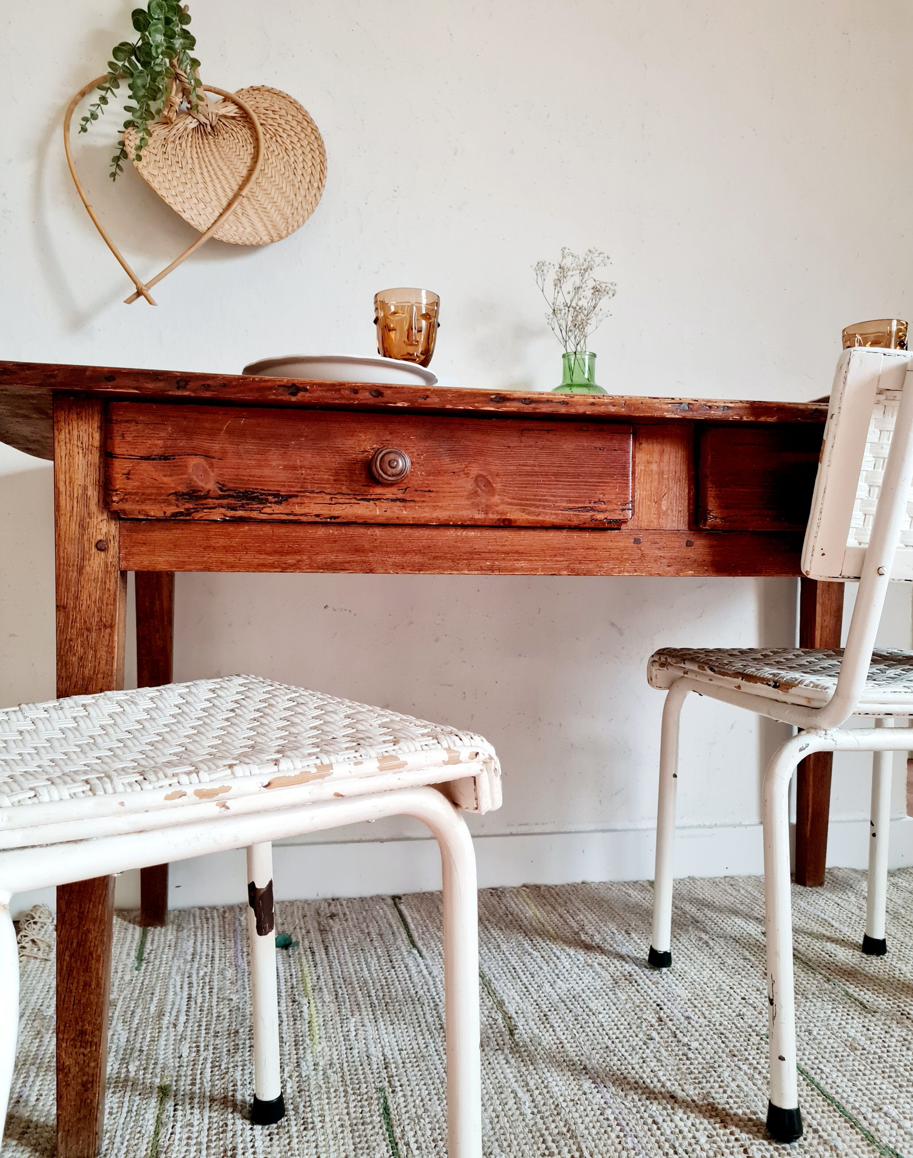 Old farm table 2 drawers