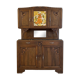 Antique Art Nouveau display cabinet in carved wood with marble top.
