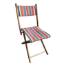 Ancienne chaise pliante en bois et tissus