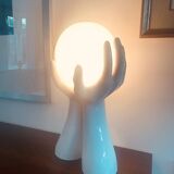 Lampe à main vintage en céramique blanche. France années 1970. Style Memphis