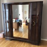 Art Deco bedroom set in walnut burl and marble