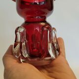 Bougeoir en verre d'art rouge