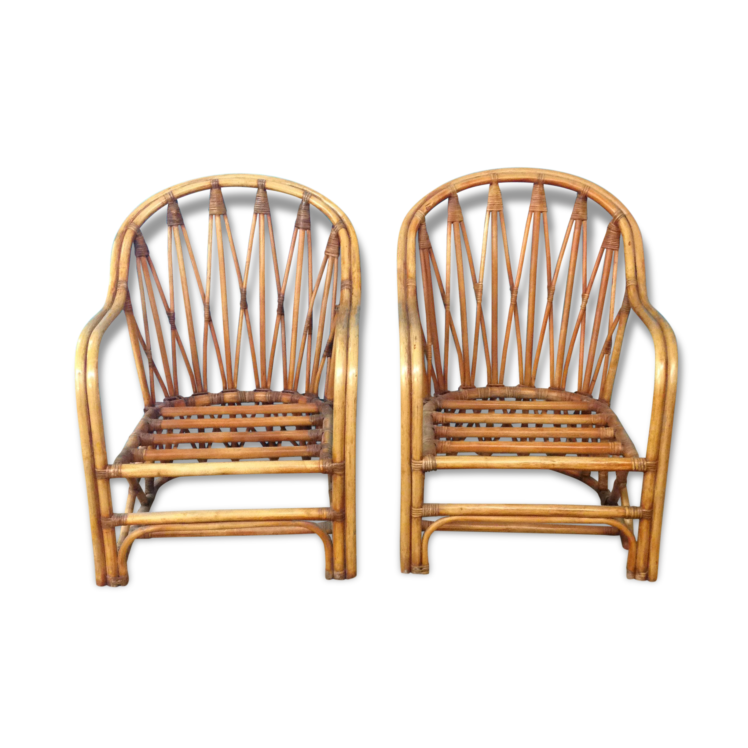 Paire de Fauteuil en rotin circaa 1960
