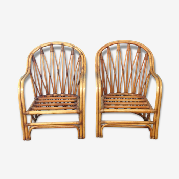 Pair of armchair in rattan circaa 1960