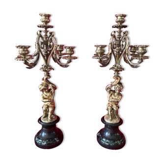 Bougeoirs anciens de style rococo