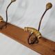 Wall coat rack, three metal and ceramic hooks in imitation of bamboo, 1900