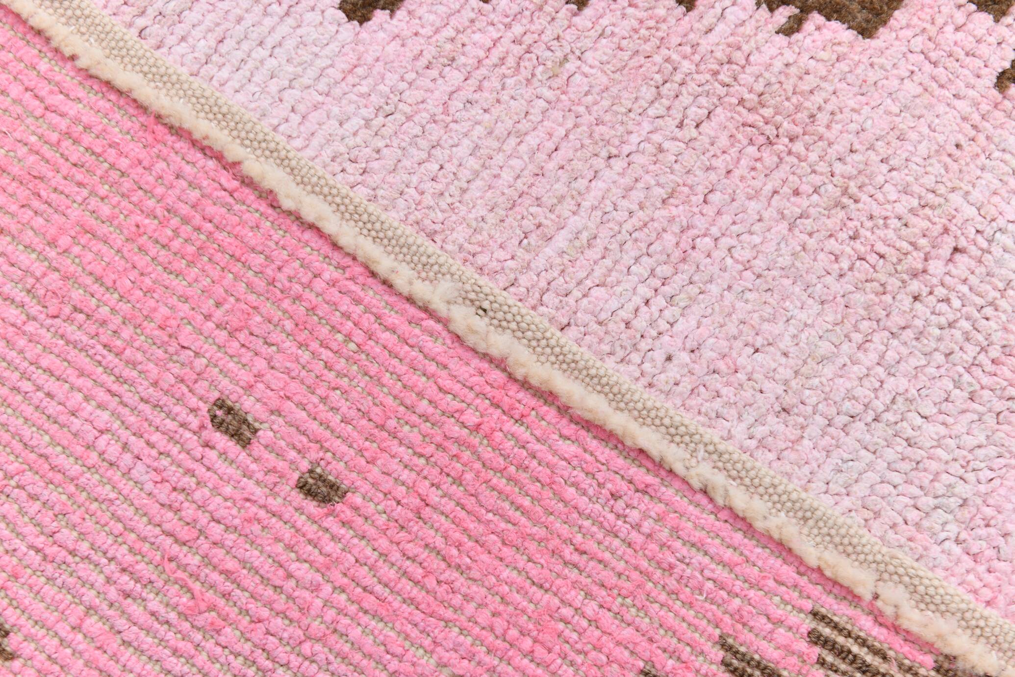 7x10 Pink Brown Modern Kilim Rug, 208x300Cm