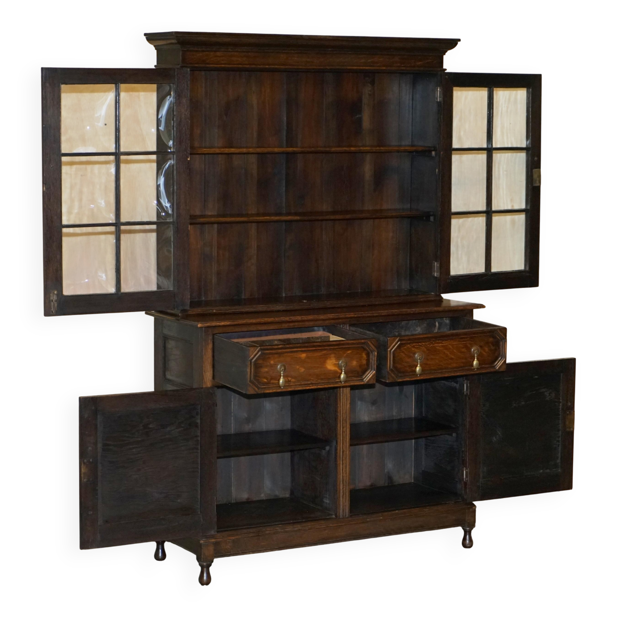 Jacobean Revival library in carved oak
