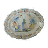 Plat ovale en faience HR Henriot Quimper ancien 19eme