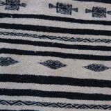 Beige and black handmade carpet, 110x55cm