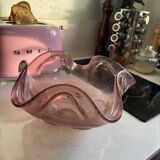 Pink Murano blown glass fruit bowl