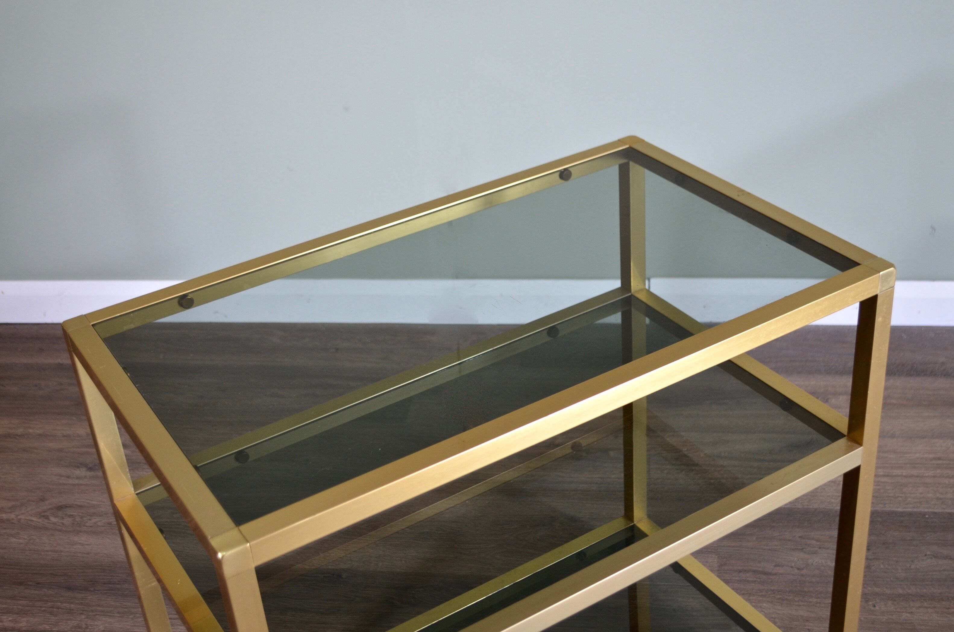 Italian brass and smoked glass console from the 1970