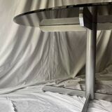 Table a manger ronde design en métal et verre fumé, Roche Bobois 1970