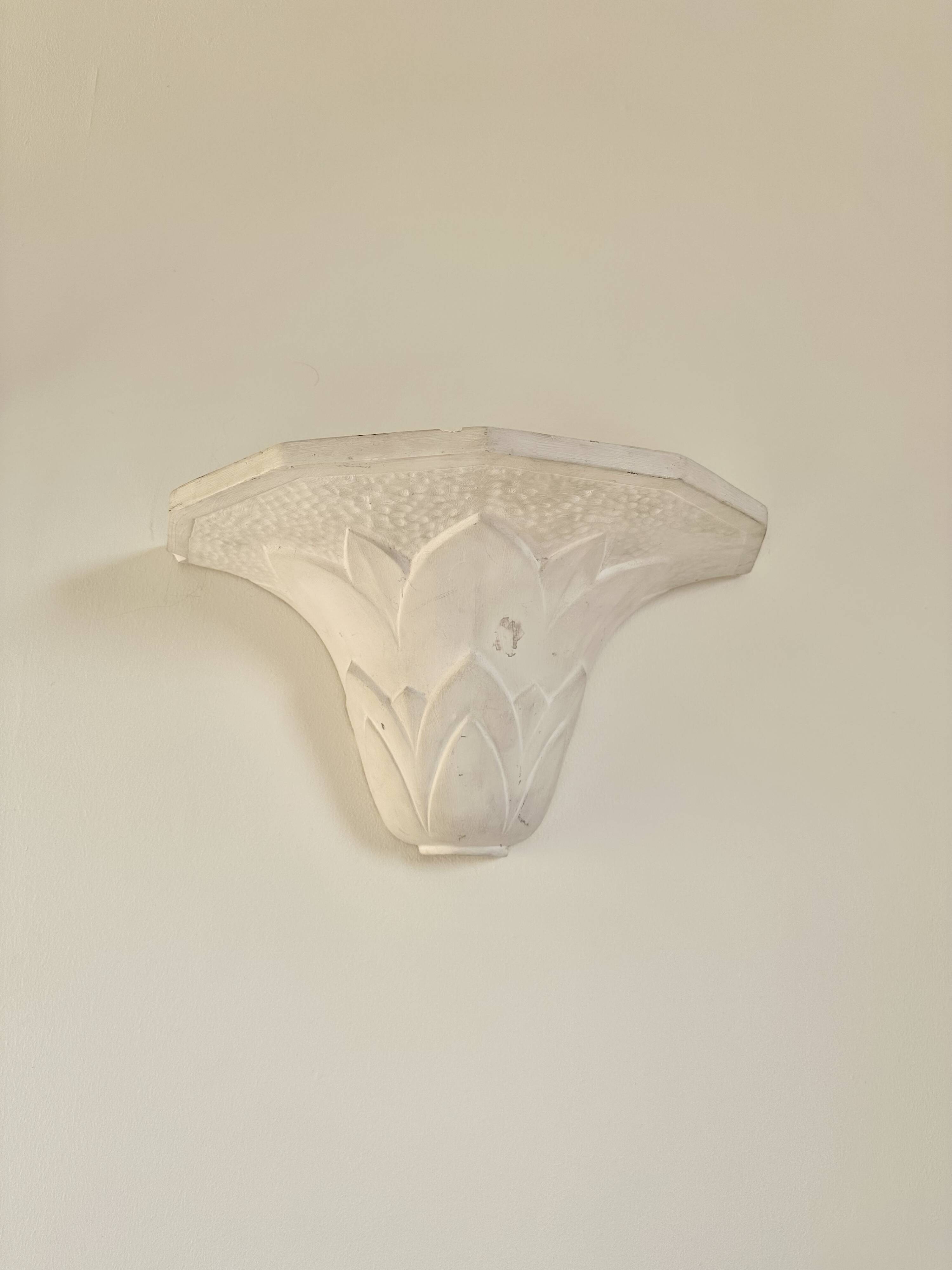 Pair of plaster wall sconces, palmette decoration, 20th century