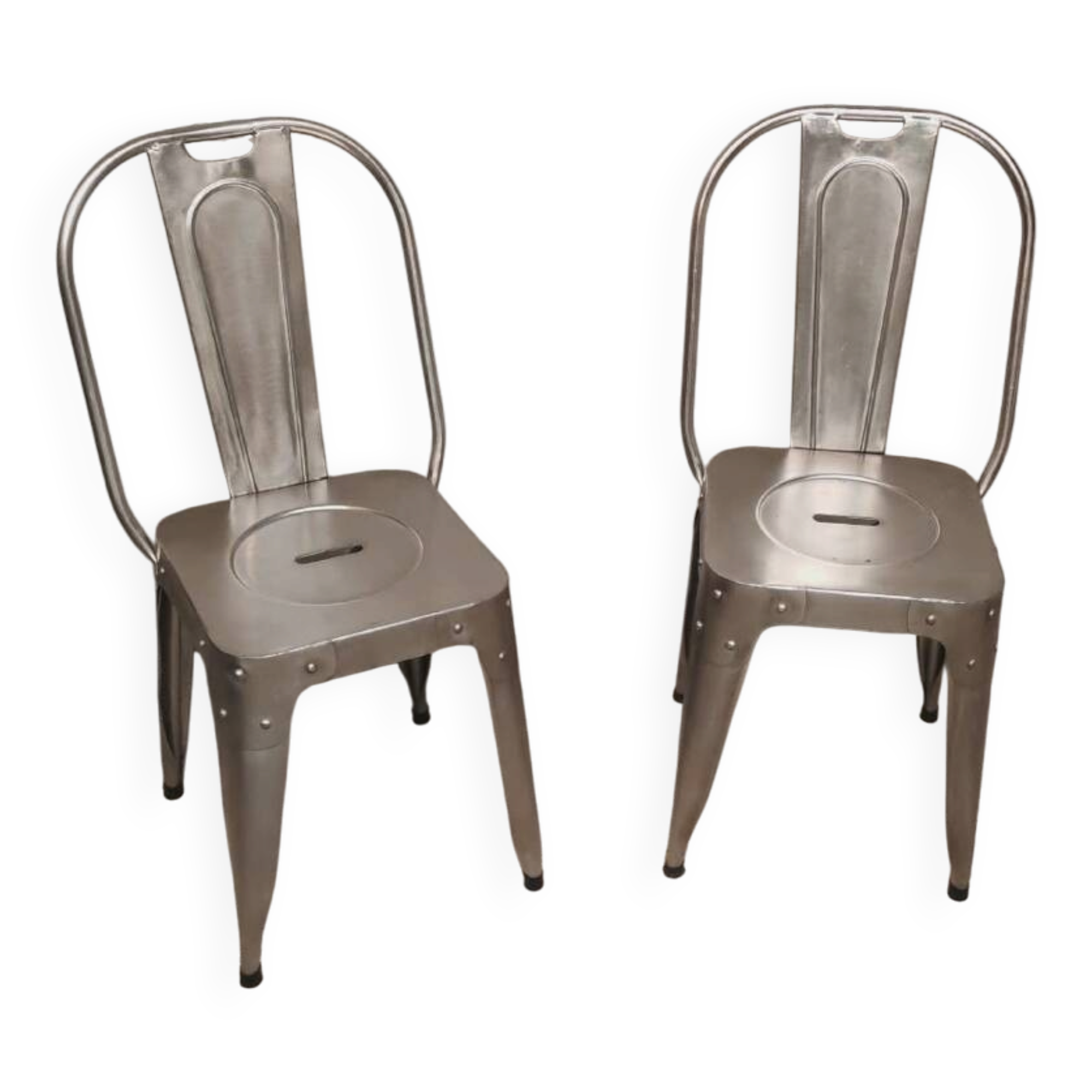 Paire de chaises industrielles métalliques