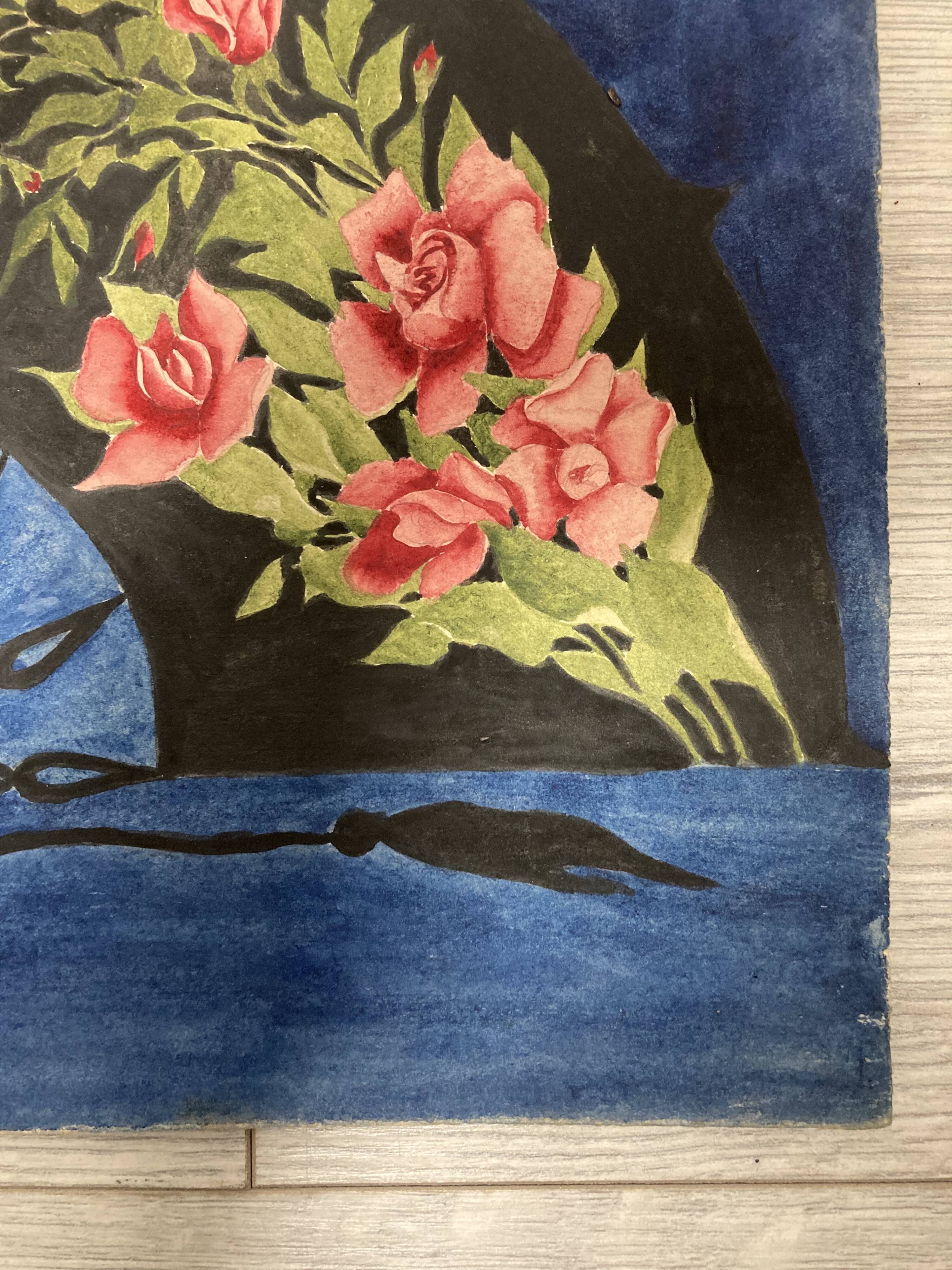 Watercolor with vintage fan