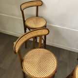 Set of 04 high stools canned bentwood