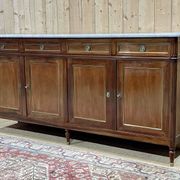 Louis xvi style sideboard from the 1950s in mahogany, oak and white marble top