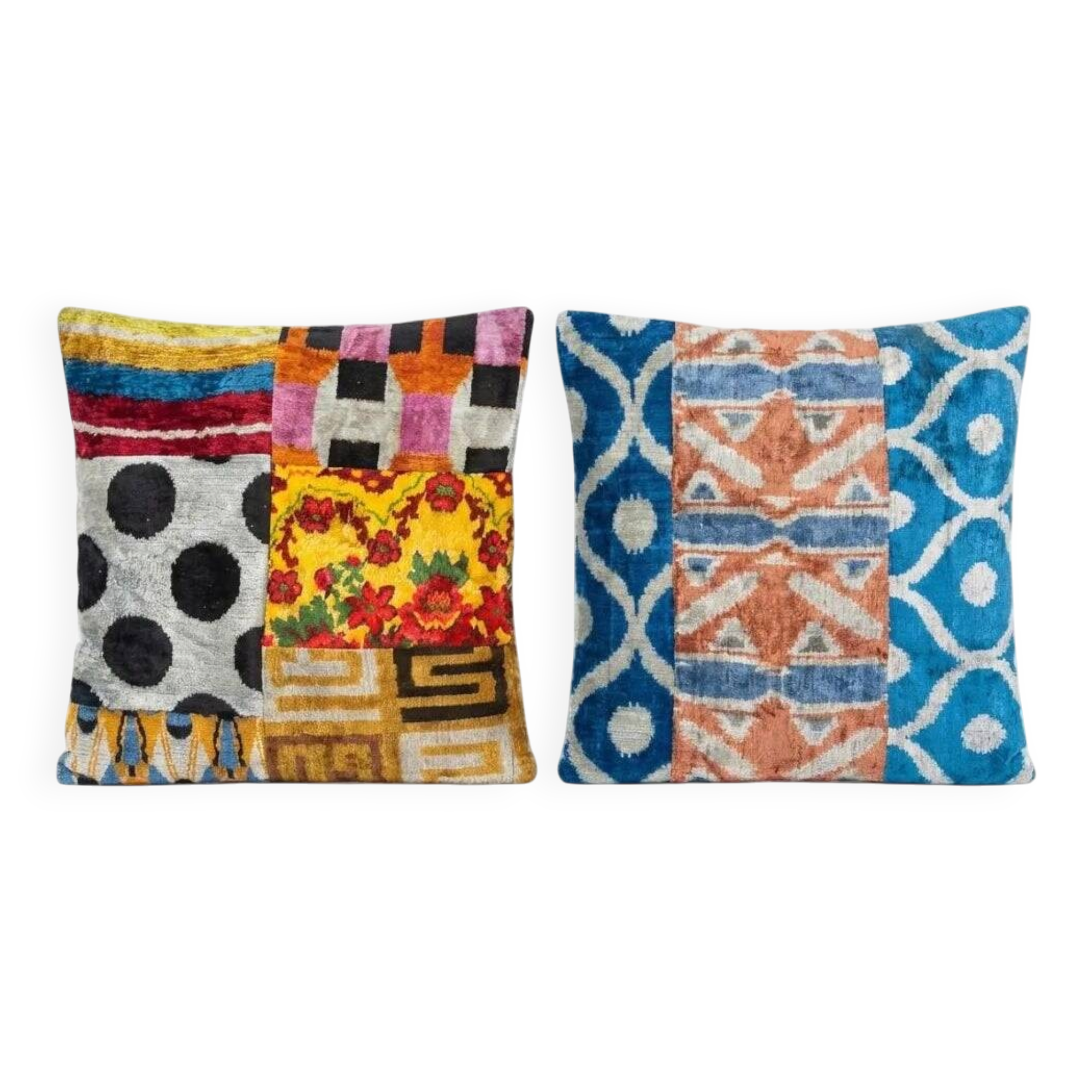 Set of 2 vintage ikat cushion covers 51x51 cm