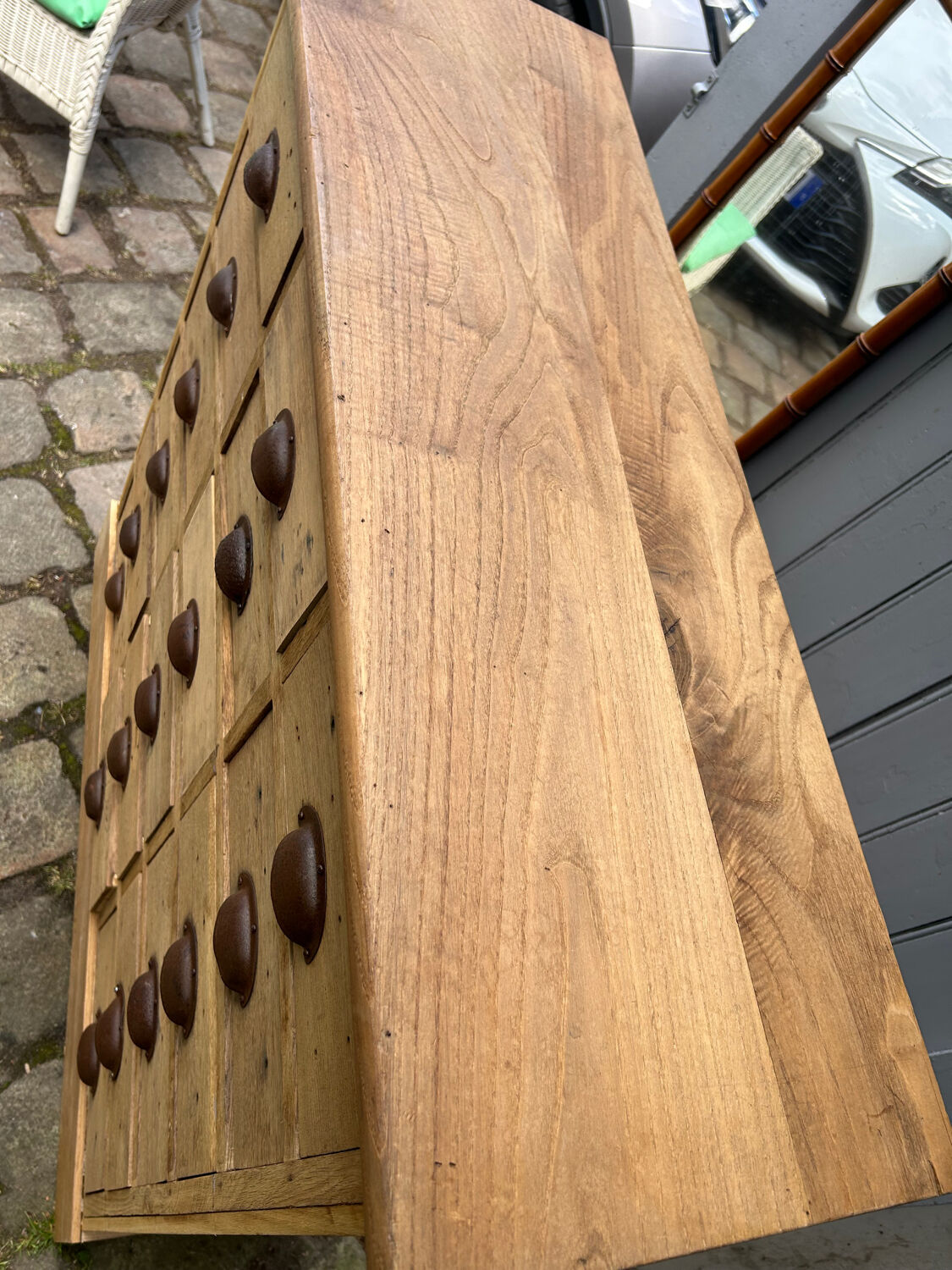 Oak craft cabinet with drawers