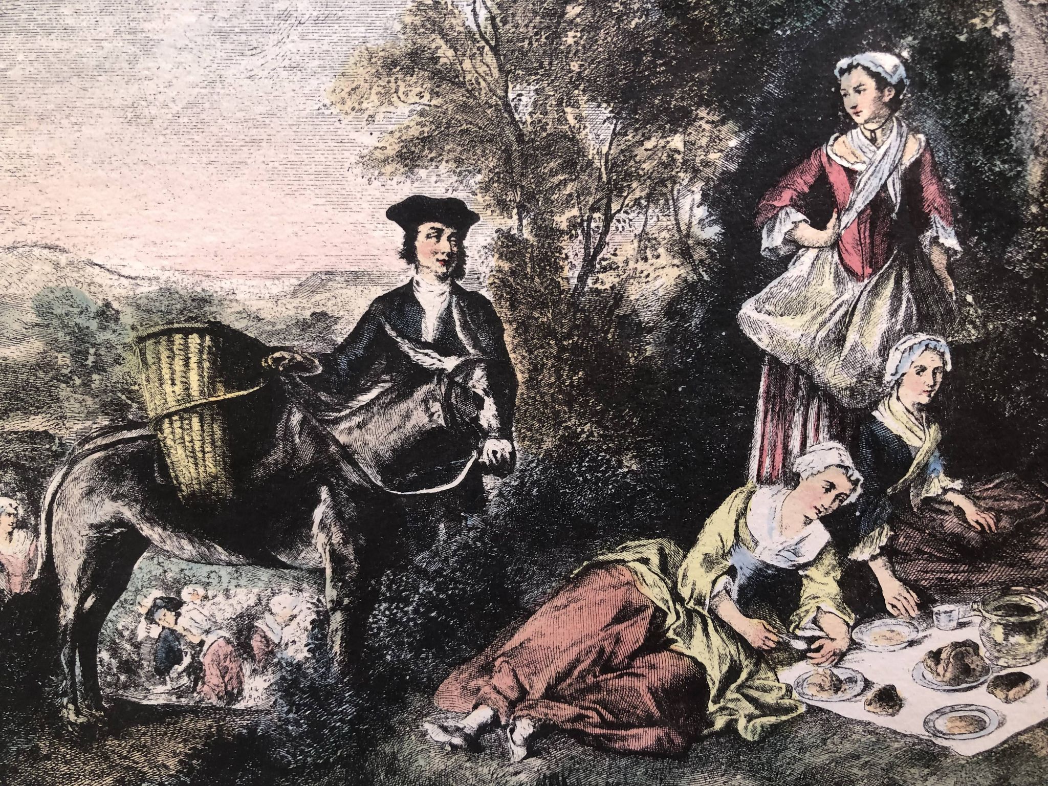 Set 4 lithograph les saisons after nicolas lancret, engraver chapollion and de mare, 20th century print