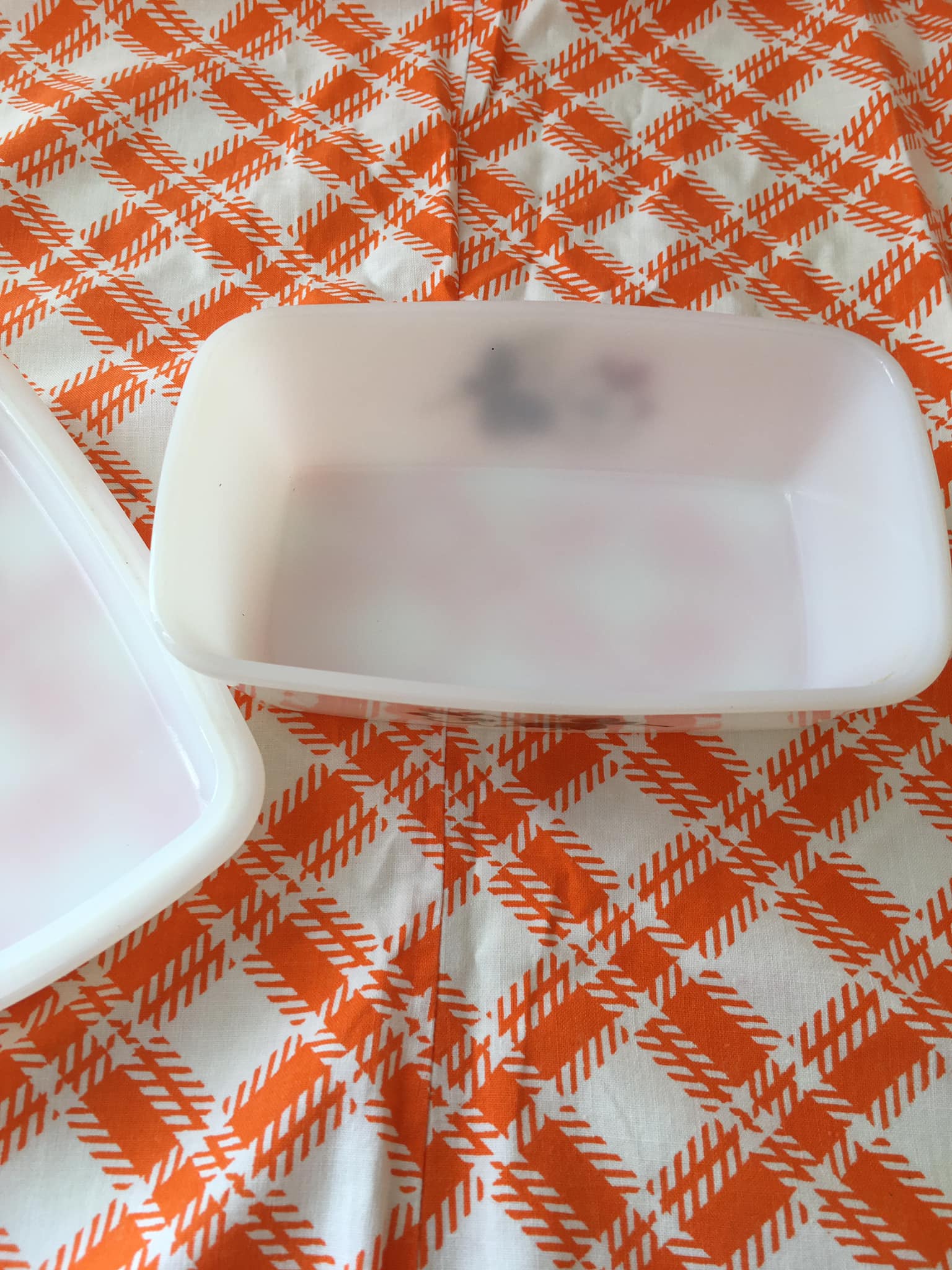 Old butter dish in Arcopal flower decoration