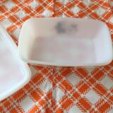 Old butter dish in Arcopal flower decoration