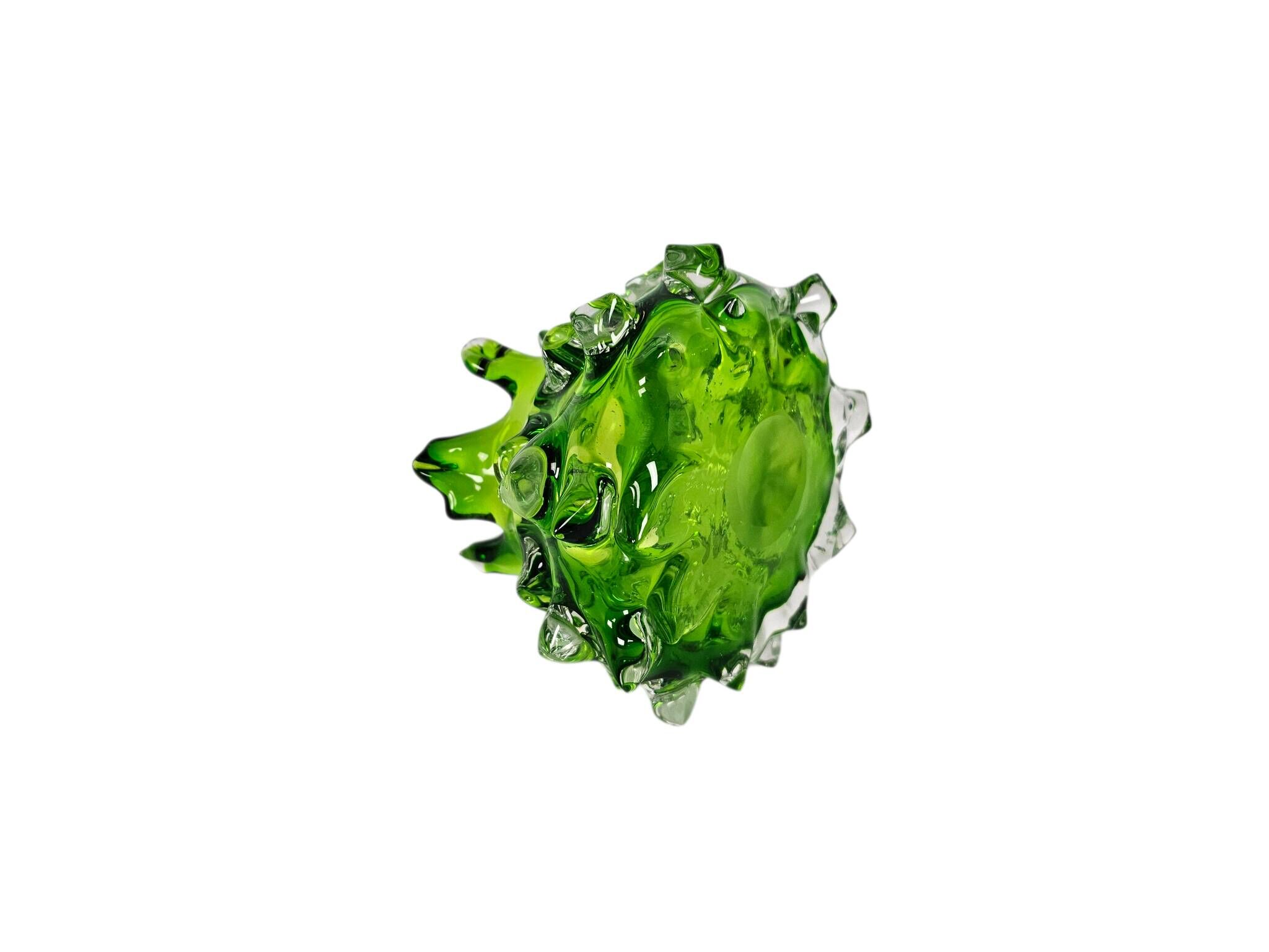 Vase à boutons en verre transparent et vert par Jan Beranek, République tchèque