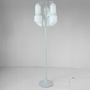 Vintage Vistosi Sytle Space Age Floor Lamp, Iron & Opaline Glass, 1970s