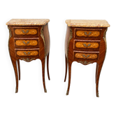 Louis XV bedside tables with floral marquetry