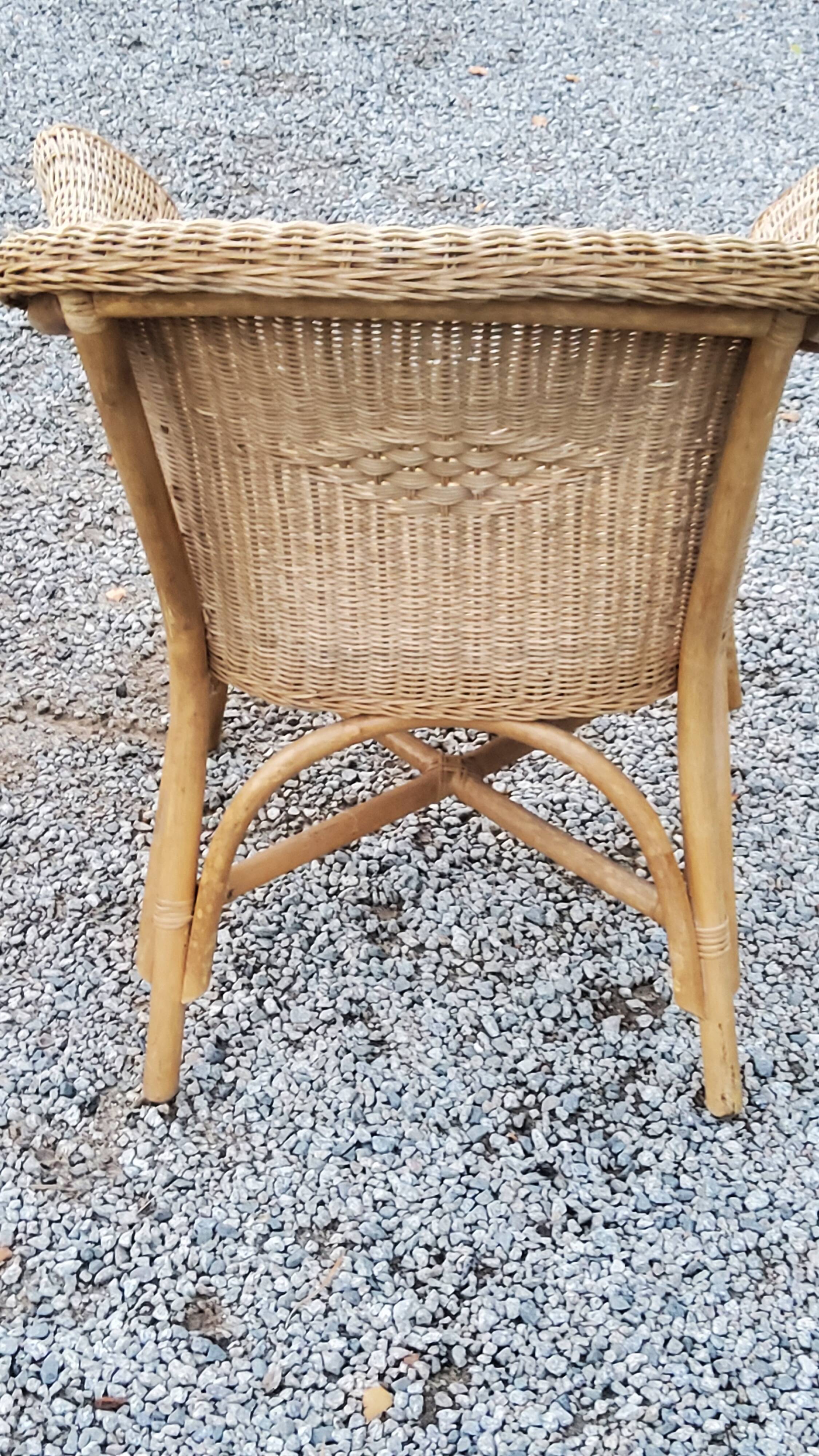 Pair of armchairs and bench in rattan and bamboo from the 60s/70s